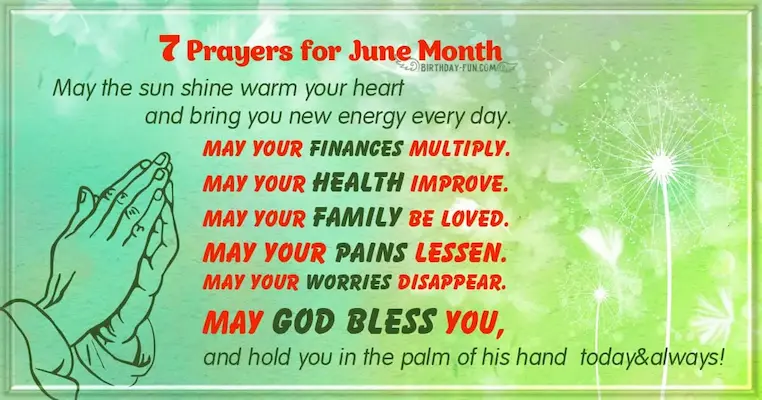 Prayer for the month of june