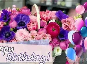 wonderful birthday basket of flowers